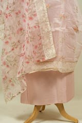 Baby Pink Colour Chanderi Embroidered Shirt with Bottom and Chanderi Print with Embroidered Dupatta