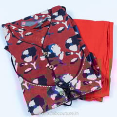 Maroon Colour Stitched Cotton Kurti With Cotton Pant