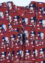 Maroon Colour Stitched Cotton Kurti With Cotton Pant