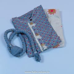 Hand Block Cotton Printed Suit With Cotton Embroidered Bottom And Cotton Dupatta Stitched Suit Set