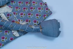 Hand Block Cotton Printed Suit With Cotton Embroidered Bottom And Cotton Dupatta Stitched Suit Set