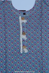 Hand Block Cotton Printed Suit With Cotton Embroidered Bottom And Cotton Dupatta Stitched Suit Set