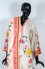 Cream Color Cotton Printed Shirt with Cotton Pant and Cotton Printed Dupatta