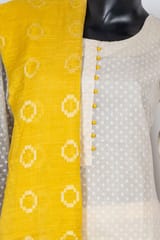 Cream Color Chanderi Embroidered Shirt with Kora Cotton Pant with Cotton Dupatta