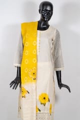 Cream Color Chanderi Embroidered Shirt with Kora Cotton Pant with Cotton Dupatta