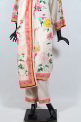 Cream Color Cotton Printed Shirt with Cotton Pant and Cotton Printed Dupatta