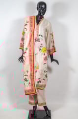 Cream Color Cotton Printed Shirt with Cotton Pant and Cotton Printed Dupatta