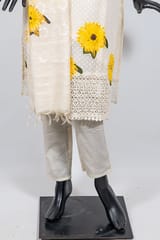 Cream Color Chanderi Embroidered Shirt with Kora Cotton Pant with Cotton Dupatta