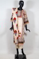 Cream Color Cotton Print with Embroidered Shirt with Cotton Pant and Cotton Printed Dupatta