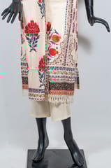 Cream Color Cotton Print with Embroidered Shirt with Cotton Pant and Cotton Printed Dupatta