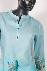 Sky Blue Color Cotton Print with Embroidered Dupatta and Cotton Printed Palazzo Co-ord Set