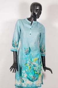 Sky Blue Color Cotton Print with Embroidered Dupatta and Cotton Printed Palazzo Co-ord Set