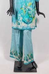 Sky Blue Color Cotton Print with Embroidered Dupatta and Cotton Printed Palazzo Co-ord Set