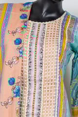 Firozi Color Cotton Print with Embroidered Shirt with Cotton Pant and Cotton Printed Dupatta
