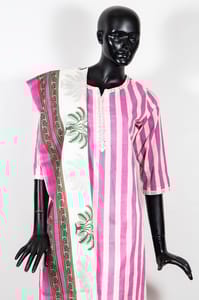 Pink Color Cotton Print with Embroidered Shirt with Cotton Printed Pant and Cotton Printed Dupatta