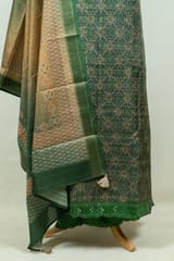 Green Colour Print Silk Shirt with Bottom and Printed Silk Dupatta