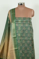 Green Colour Print Silk Shirt with Bottom and Printed Silk Dupatta