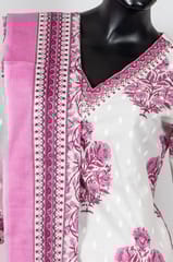Cream Color Cotton Print with Embroidered Shirt with Cotton Printed Afghani Salwar and Cotton Printed Dupatta