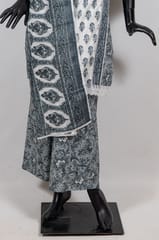 Grey Color Cotton Print with Embroidered Shirt with Cotton Printed Pant and Cotton Printed Dupatta