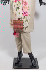 Fawn Color Cotton Print with Embroidered Shirt with Cotton Flex Pant and Cotton Printed Dupatta