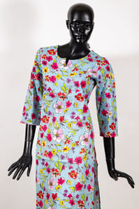 Blue Color Cotton Printed Kurti