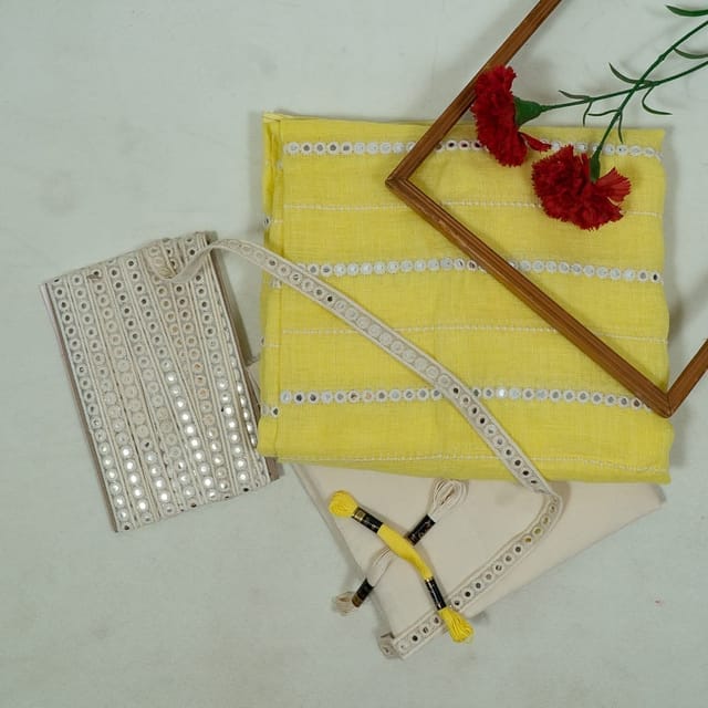 DIY Yellow Colour Linen Embroidered Set
