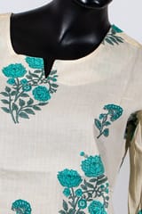 Cream Color Cotton Printed Kurti