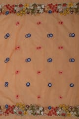 Peach Colour Thread Embroidered Organza Set