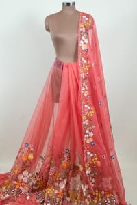 Gajree Colour Thread Embroidered Organza Set