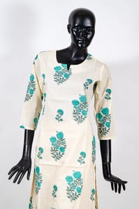 Cream Color Cotton Printed Kurti