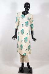 Cream Color Cotton Printed Kurti
