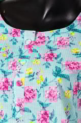 Firozi Color Cotton Kantha Printed Kurti