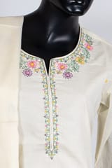 Lemon Color Cotton Embroidered Shirt with Cotton Embroidered Pant and Cotton Embroidered Dupatta