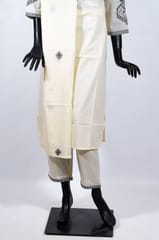 Cream Color Cotton Embroidered Shirt with Cotton Embroidered Pant and Voil Cotton Embroidered Dupatta