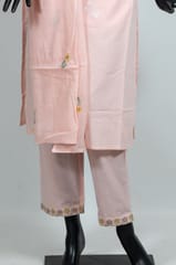 Peach Color Cotton Embroidered Shirt with Peach Color Cotton Embroidered Pant and Peach Color Cotton Embroidered Dupatta