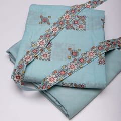 Sky Blue Colour Cotton Embroidered DIY Set