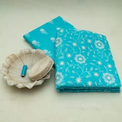 DIY Firozi Colour Kota Doria Embroidered Set