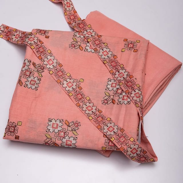 Peach Colour Cotton Embroidered DIY Set
