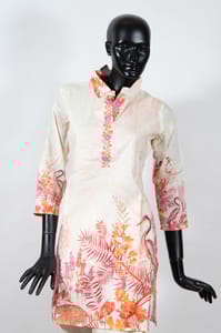 Pink Color Cotton Print with Embroidered Shirt with Cotton Printed Pant Co-ord Set