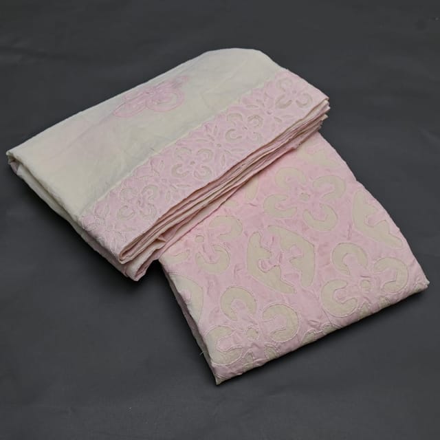 Pink Colour Cotton Aplique Embroidery Set