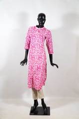 Pink Color Cotton Printed Kurti