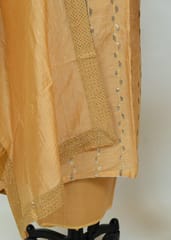 Light Mustard Colour Chanderi Embroidered Shirt With Cotton Lower And Chanderi Dupatta