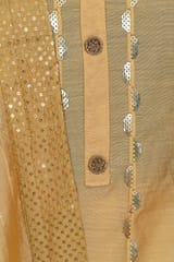 Light Mustard Colour Chanderi Embroidered Shirt With Cotton Lower And Chanderi Dupatta