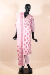 Pink Color Cotton Print with Embroidered Shirt with Cotton Pant and Cotton Printed Dupatta
