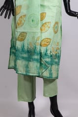 Pista Green Color Cotton Print with Embroidered Shirt with Cotton Pant and Cotton Printed Dupatta