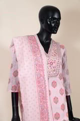 Pink Color Cotton Print with Embroidered Shirt with Cotton Pant and Cotton Printed Dupatta
