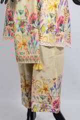 Lemon Color Cotton Print with Embroidered Shirt with Cotton Printed Palazzo and Cotton Printed Dupatta