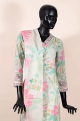 Cream Color Cotton Print with Embroidered Shirt with Cotton Pant and Cotton Printed Dupatta