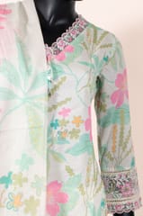 Cream Color Cotton Print with Embroidered Shirt with Cotton Pant and Cotton Printed Dupatta