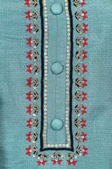 Sea Green Upada Embroidered Shirt With Upada Lower and Red Chinon Dupatta